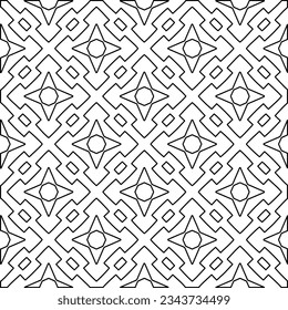 Abstract background with figures from lines. black and white pattern for web page, textures, card, poster, fabric, textile. Monochrome graphic repeating design.