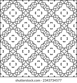 Abstract background with figures from lines. black and white pattern for web page, textures, card, poster, fabric, textile. Monochrome graphic repeating design.