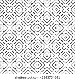 Abstract background with figures from lines. black and white pattern for web page, textures, card, poster, fabric, textile. Monochrome graphic repeating design.