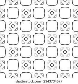 Abstract background with figures from lines. black and white pattern for web page, textures, card, poster, fabric, textile. Monochrome graphic repeating design.