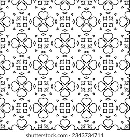 Abstract background with figures from lines. black and white pattern for web page, textures, card, poster, fabric, textile. Monochrome graphic repeating design.