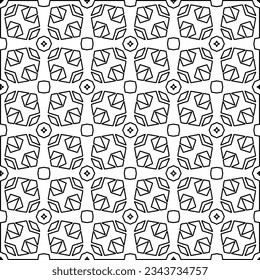 Abstract background with figures from lines. black and white pattern for web page, textures, card, poster, fabric, textile. Monochrome graphic repeating design.