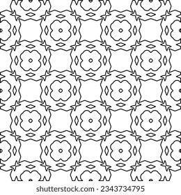 Abstract background with figures from lines. black and white pattern for web page, textures, card, poster, fabric, textile. Monochrome graphic repeating design.