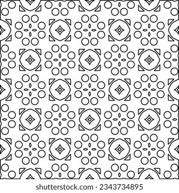 Abstract background with figures from lines. black and white pattern for web page, textures, card, poster, fabric, textile. Monochrome graphic repeating design.