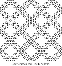 Abstract background with figures from lines. black and white pattern for web page, textures, card, poster, fabric, textile. Monochrome graphic repeating design.