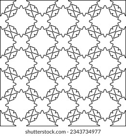 Abstract background with figures from lines. black and white pattern for web page, textures, card, poster, fabric, textile. Monochrome graphic repeating design.