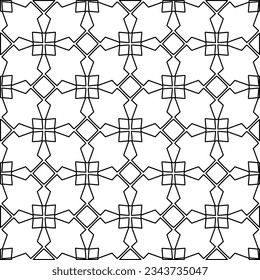 Abstract background with figures from lines. black and white pattern for web page, textures, card, poster, fabric, textile. Monochrome graphic repeating design.
