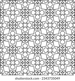 Abstract background with figures from lines. black and white pattern for web page, textures, card, poster, fabric, textile. Monochrome graphic repeating design.