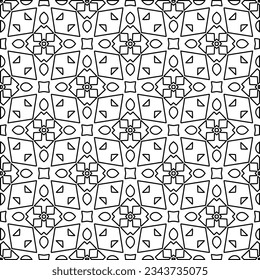 Abstract background with figures from lines. black and white pattern for web page, textures, card, poster, fabric, textile. Monochrome graphic repeating design.