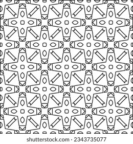 Abstract background with figures from lines. black and white pattern for web page, textures, card, poster, fabric, textile. Monochrome graphic repeating design.