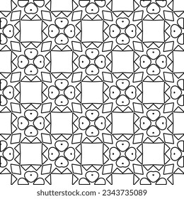 Abstract background with figures from lines. black and white pattern for web page, textures, card, poster, fabric, textile. Monochrome graphic repeating design.