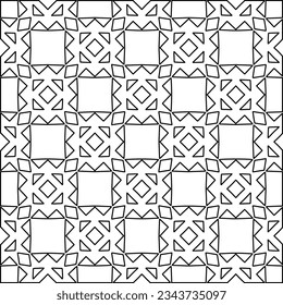 Abstract background with figures from lines. black and white pattern for web page, textures, card, poster, fabric, textile. Monochrome graphic repeating design.