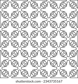 Abstract background with figures from lines. black and white pattern for web page, textures, card, poster, fabric, textile. Monochrome graphic repeating design.