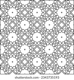Abstract background with figures from lines. black and white pattern for web page, textures, card, poster, fabric, textile. Monochrome graphic repeating design.