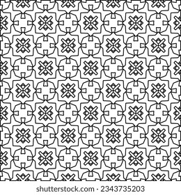 Abstract background with figures from lines. black and white pattern for web page, textures, card, poster, fabric, textile. Monochrome graphic repeating design.