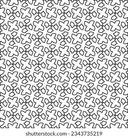 Abstract background with figures from lines. black and white pattern for web page, textures, card, poster, fabric, textile. Monochrome graphic repeating design.