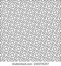 Abstract background with figures from lines. black and white pattern for web page, textures, card, poster, fabric, textile. Monochrome graphic repeating design.