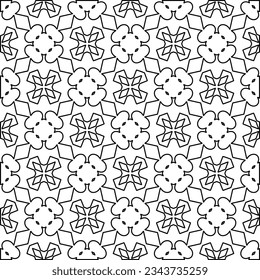 Abstract background with figures from lines. black and white pattern for web page, textures, card, poster, fabric, textile. Monochrome graphic repeating design.