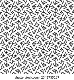 Abstract background with figures from lines. black and white pattern for web page, textures, card, poster, fabric, textile. Monochrome graphic repeating design.