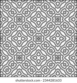 Abstrakter Hintergrund mit Figuren aus Linien. schwarz-weißes Muster für Webseiten, Texturen, Karten, Poster, Stoff, Textilien. Monochrome grafische Wiederholungsdesign.