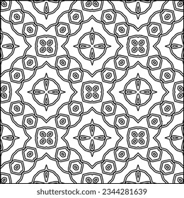 Abstract background with figures from lines. black and white pattern for web page, textures, card, poster, fabric, textile. Monochrome graphic repeating design.
