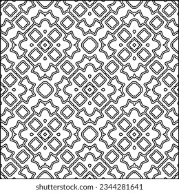 Abstract background with figures from lines. black and white pattern for web page, textures, card, poster, fabric, textile. Monochrome graphic repeating design.