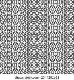Abstract background with figures from lines. black and white pattern for web page, textures, card, poster, fabric, textile. Monochrome graphic repeating design.