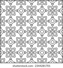 Abstract background with figures from lines. black and white pattern for web page, textures, card, poster, fabric, textile. Monochrome graphic repeating design.