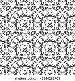 Abstract background with figures from lines. black and white pattern for web page, textures, card, poster, fabric, textile. Monochrome graphic repeating design.