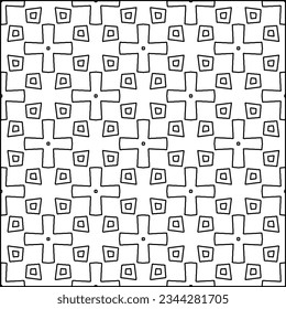 Abstract background with figures from lines. black and white pattern for web page, textures, card, poster, fabric, textile. Monochrome graphic repeating design.