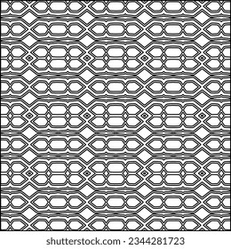 Abstract background with figures from lines. black and white pattern for web page, textures, card, poster, fabric, textile. Monochrome graphic repeating design.
