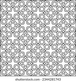 Abstract background with figures from lines. black and white pattern for web page, textures, card, poster, fabric, textile. Monochrome graphic repeating design.