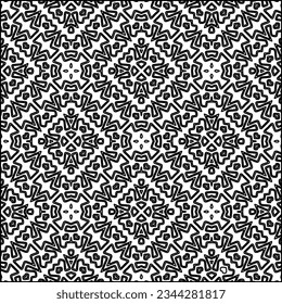 Abstract background with figures from lines. black and white pattern for web page, textures, card, poster, fabric, textile. Monochrome graphic repeating design.