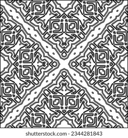 Abstract background with figures from lines. black and white pattern for web page, textures, card, poster, fabric, textile. Monochrome graphic repeating design.