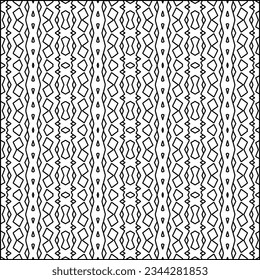 Abstract background with figures from lines. black and white pattern for web page, textures, card, poster, fabric, textile. Monochrome graphic repeating design.