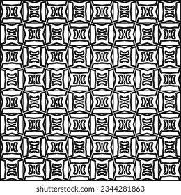 Abstract background with figures from lines. black and white pattern for web page, textures, card, poster, fabric, textile. Monochrome graphic repeating design.
