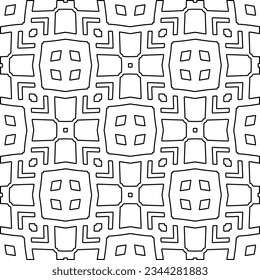 Abstract background with figures from lines. black and white pattern for web page, textures, card, poster, fabric, textile. Monochrome graphic repeating design.