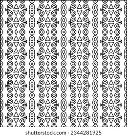 Abstract background with figures from lines. black and white pattern for web page, textures, card, poster, fabric, textile. Monochrome graphic repeating design.