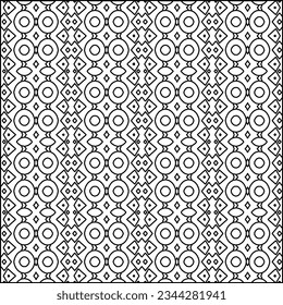 Abstract background with figures from lines. black and white pattern for web page, textures, card, poster, fabric, textile. Monochrome graphic repeating design.