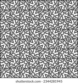 Abstract background with figures from lines. black and white pattern for web page, textures, card, poster, fabric, textile. Monochrome graphic repeating design.