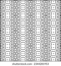Abstract background with figures from lines. black and white pattern for web page, textures, card, poster, fabric, textile. Monochrome graphic repeating design.