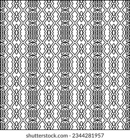 Abstract background with figures from lines. black and white pattern for web page, textures, card, poster, fabric, textile. Monochrome graphic repeating design.