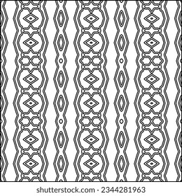 Abstract background with figures from lines. black and white pattern for web page, textures, card, poster, fabric, textile. Monochrome graphic repeating design.