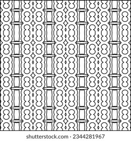Abstract background with figures from lines. black and white pattern for web page, textures, card, poster, fabric, textile. Monochrome graphic repeating design.