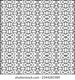 Abstract background with figures from lines. black and white pattern for web page, textures, card, poster, fabric, textile. Monochrome graphic repeating design.