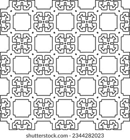 Abstract background with figures from lines. black and white pattern for web page, textures, card, poster, fabric, textile. Monochrome graphic repeating design.