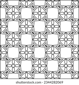 Abstract background with figures from lines. black and white pattern for web page, textures, card, poster, fabric, textile. Monochrome graphic repeating design.