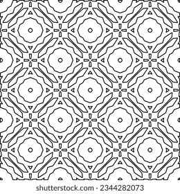 Abstract background with figures from lines. black and white pattern for web page, textures, card, poster, fabric, textile. Monochrome graphic repeating design.