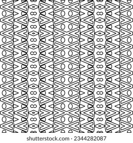 Abstract background with figures from lines. black and white pattern for web page, textures, card, poster, fabric, textile. Monochrome graphic repeating design.