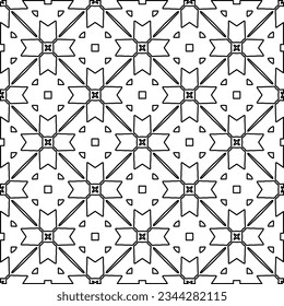 Abstract background with figures from lines. black and white pattern for web page, textures, card, poster, fabric, textile. Monochrome graphic repeating design.